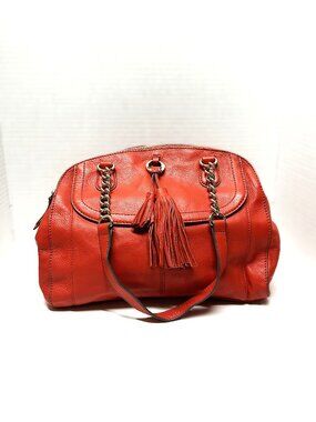 B.Makowsky orange leather shoulder bag